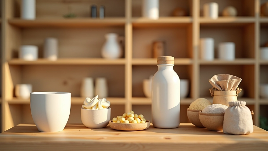 Étagère de boutique avec produits artisanaux bien organisés et éclairés, style photographe de produits professionnel