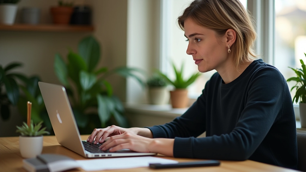 Mains tapant sur un clavier, cherchant des produits d'affiliation sur un écran de recherche