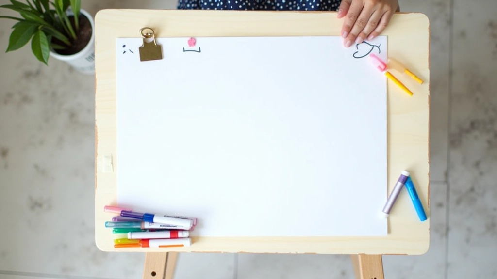 Tableau blanc avec plan marketing pour boutique en ligne, stylos colorés et notes écrites