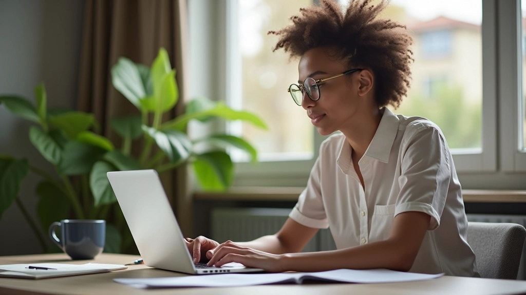 Entrepreneur working on laptop with coffee